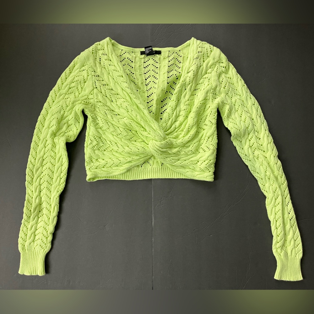 Neon yellow knit crop top